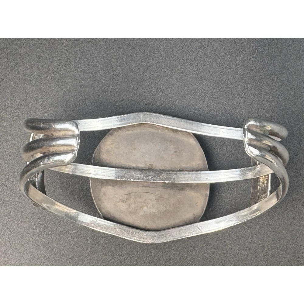 Navajo Sterling Silver Turquoise Triple Shank Cuff Bracelet Handmade 34.5g - Picture 4 of 11